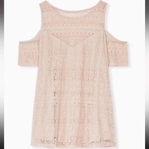 Torrid Pink Lace Cold Shoulder Top